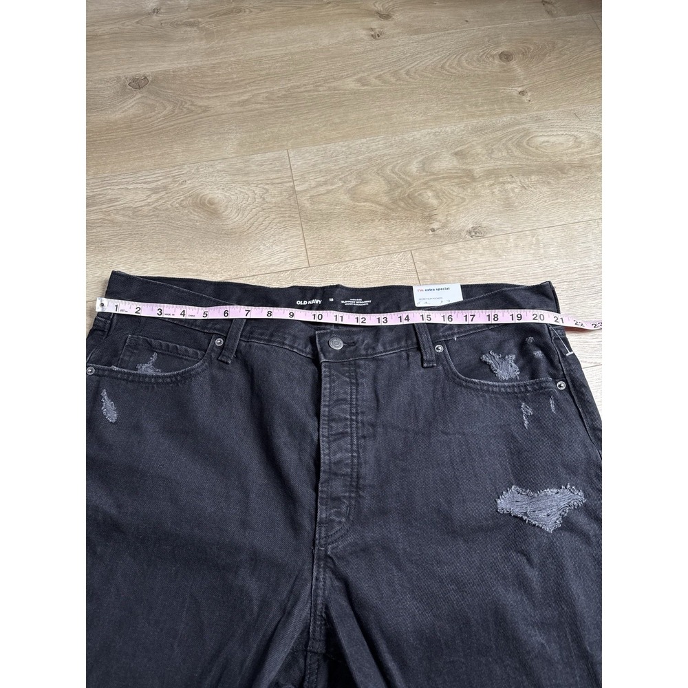 NWT Womens‎ Old Navy High Rise Slouchy Straight Black Jeans Distressed Size 18 - Picture 8 of 14
